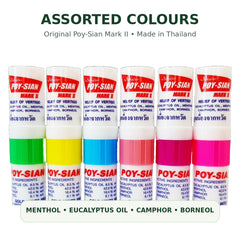 Six Poy-Sian Mark II inhalers in assorted cap colours