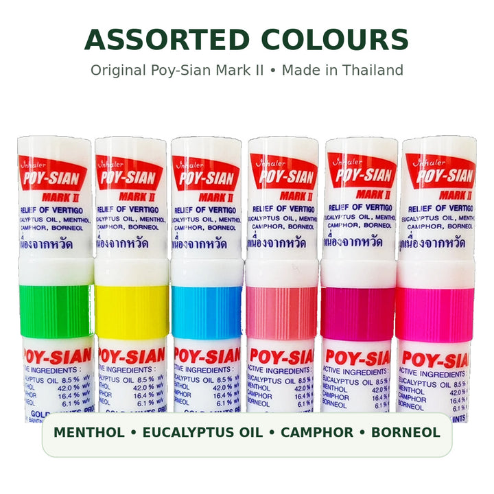 Six Poy-Sian Mark II inhalers in assorted cap colours