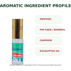 Poy-Sian Pim-Saen roll-on bottle with aromatic ingredient profile