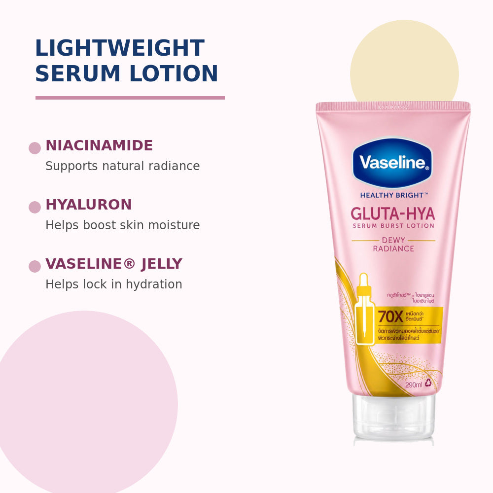 Vaseline Gluta-Hya body lotion with niacinamide hyaluron and Vaseline Jelly