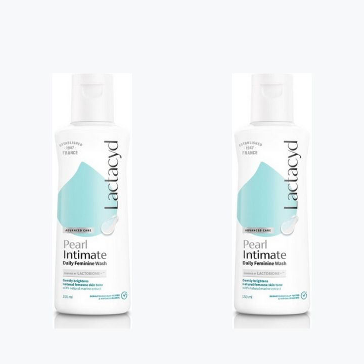 Two bottles of Lactacyd Pearl Intimate Daily Feminine Wash 150 ml