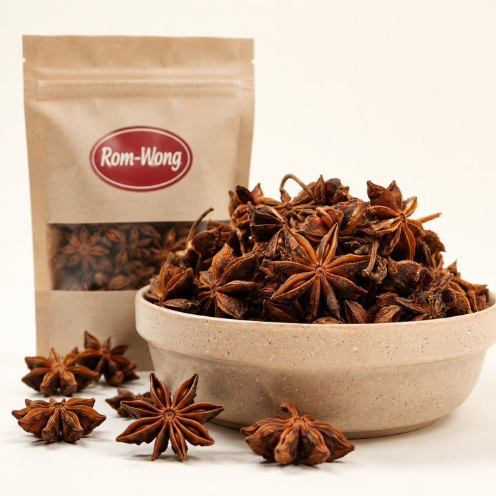 Close-up of whole star anise pods