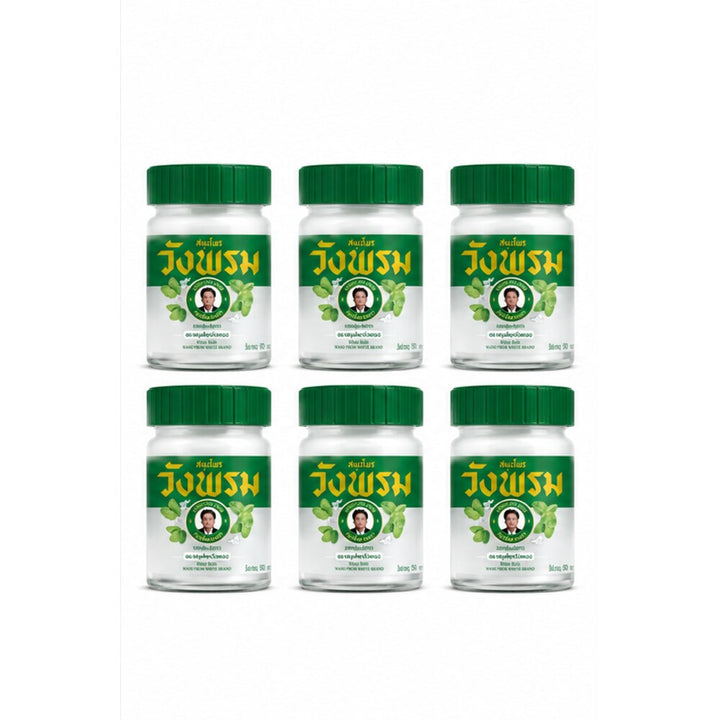 Wang Prom White Balm six-jar set on a white background
