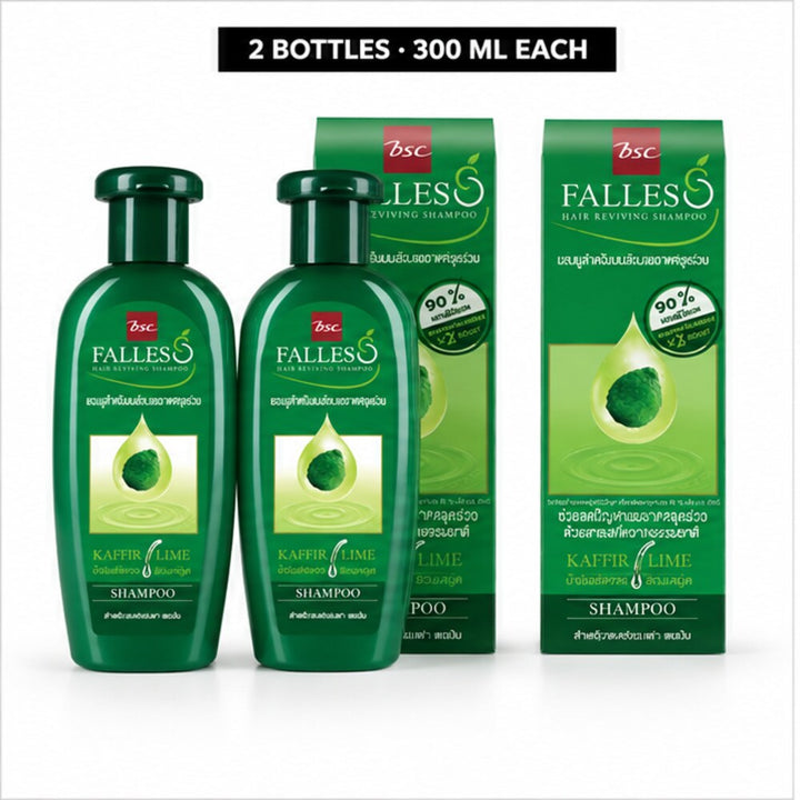 Two Falles Kaffir Lime Hair Reviving Shampoo 300ml bottles with boxes