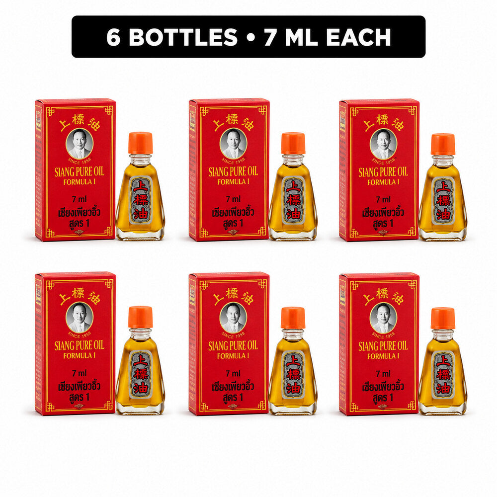 Six Siang Pure Oil Formula I 7ml bottles with six red retail boxes