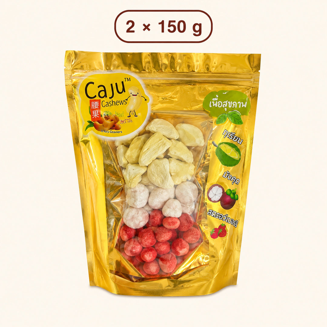Freeze-dried durian, mangosteen and strawberry mix, two 150g pouches