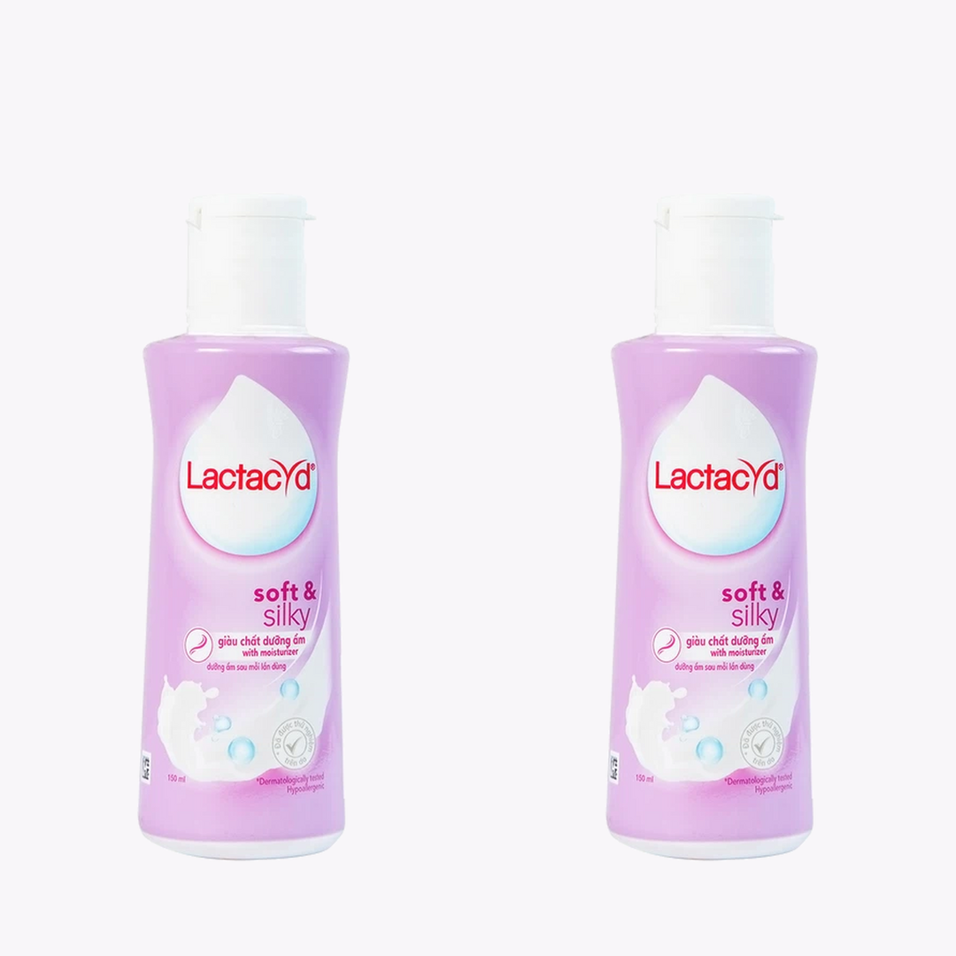 Two bottles of Lactacyd Soft & Silky Daily Feminine Wash 150 ml