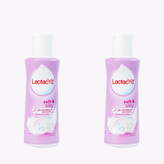 Two bottles of Lactacyd Soft & Silky Daily Feminine Wash 150 ml