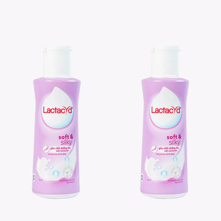 Two bottles of Lactacyd Soft & Silky Daily Feminine Wash 150 ml