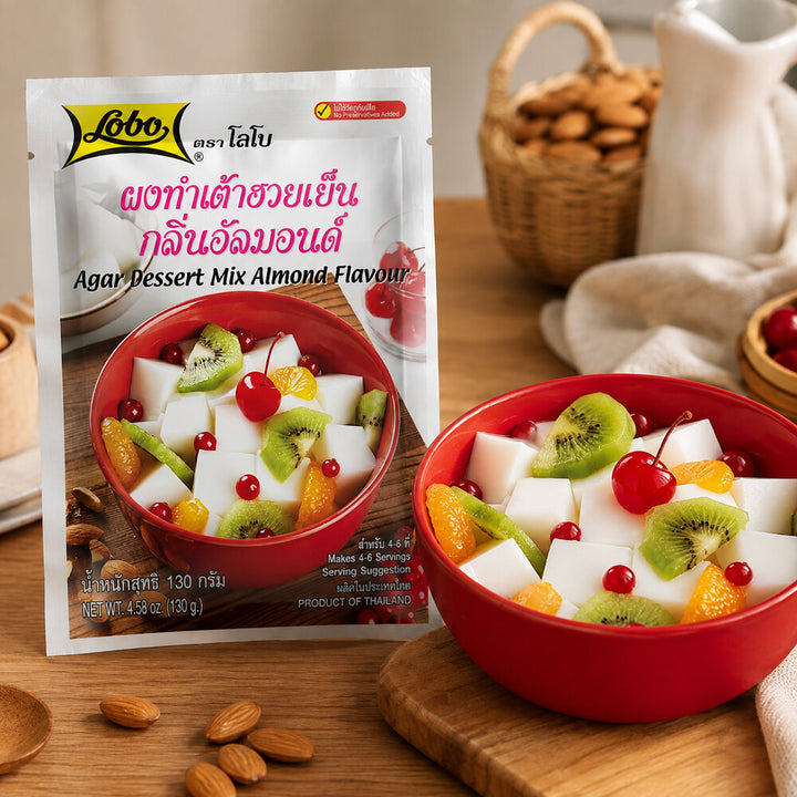 Lobo almond agar dessert with fruit