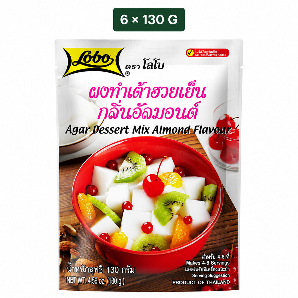 Lobo Agar Dessert Mix Almond Flavour 130g pouch, six-pack