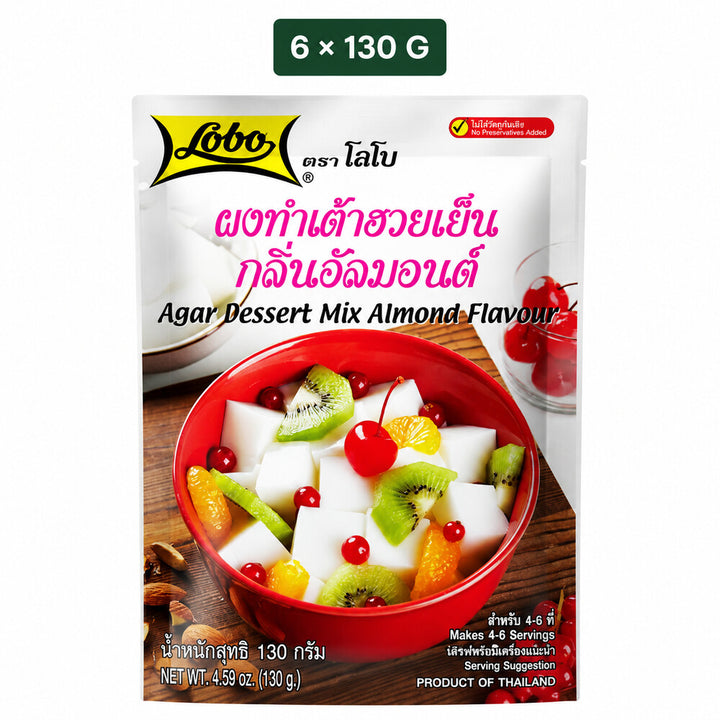Lobo Agar Dessert Mix Almond Flavour 130g pouch, six-pack