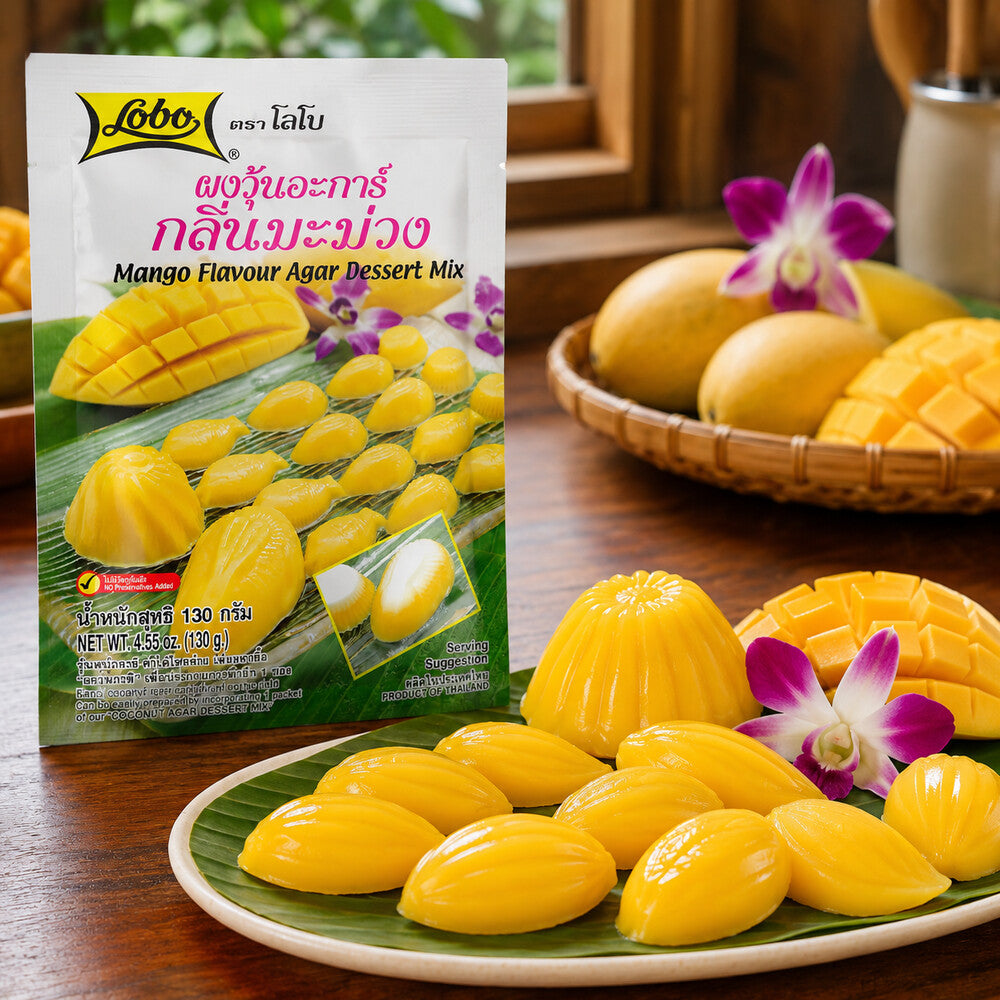 Lobo mango agar dessert with ripe mango