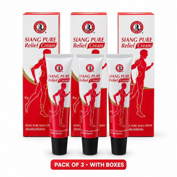 Siang Pure Relief Cream pack of three 16g tubes with boxes