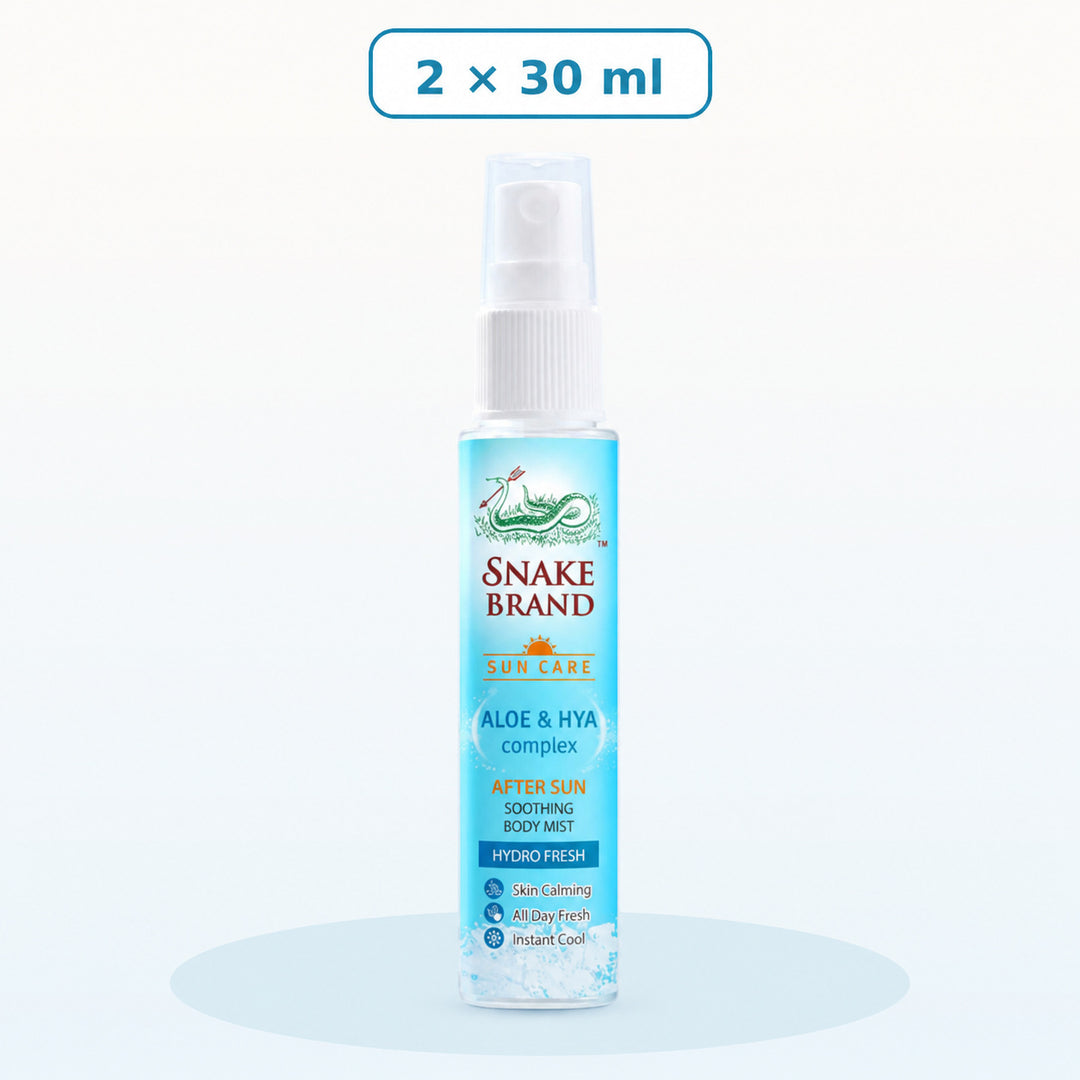 Snake Brand Sun Care Aloe and HYA Complex After Sun Body Mist, 2 × 30 ml