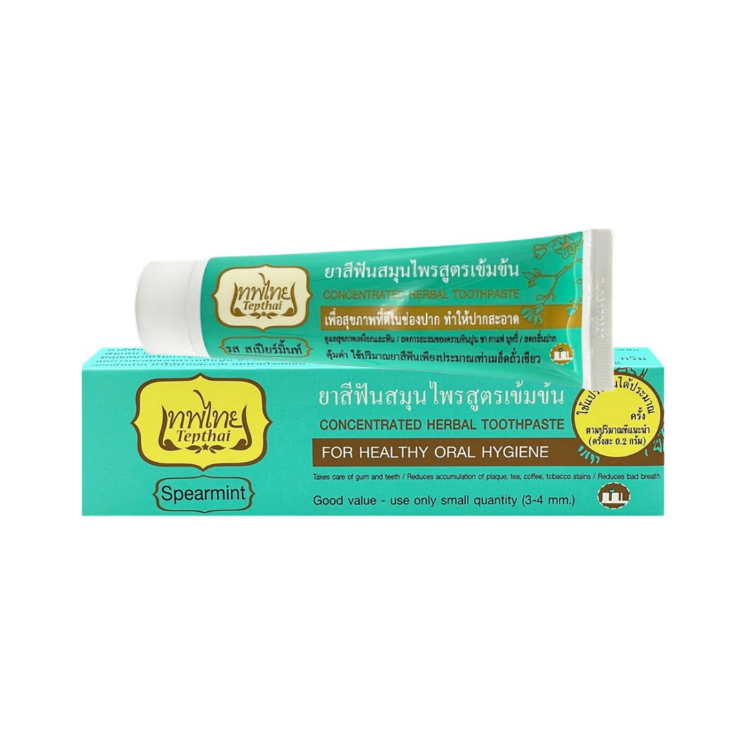 Authentic Tepthai Spearmint Concentrated Herbal Toothpaste 70 g tube with matching retail box