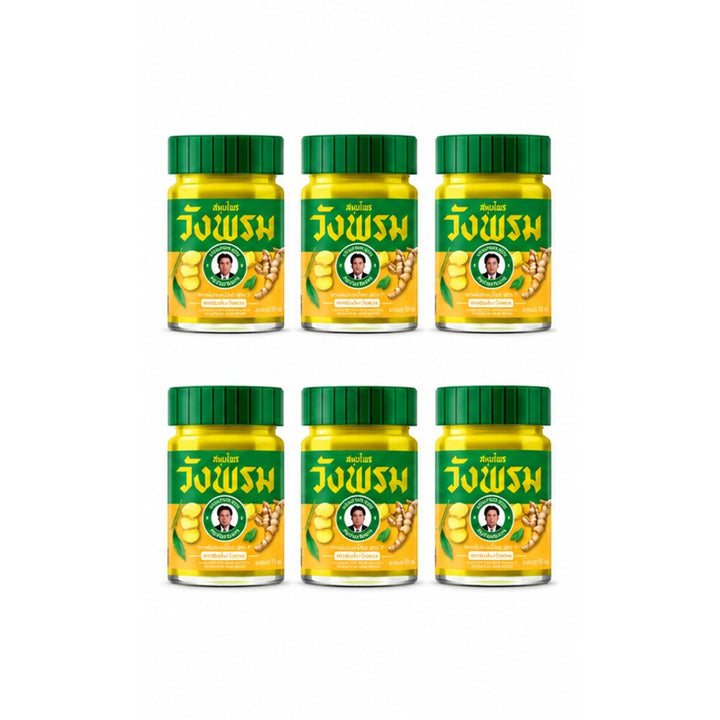 Wang Prom Compound Phlai Balm six-jar set on a white background