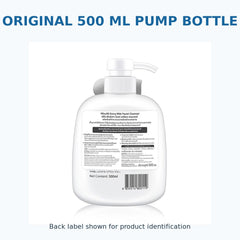 Back label of MizuMi Extra Mild Facial Cleanser 500ml pump bottle