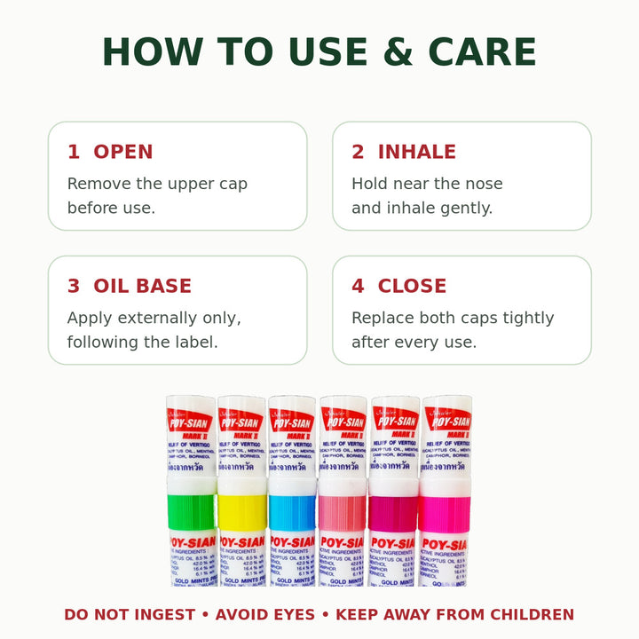 Poy-Sian Mark II use and care instructions with six genuine inhalers