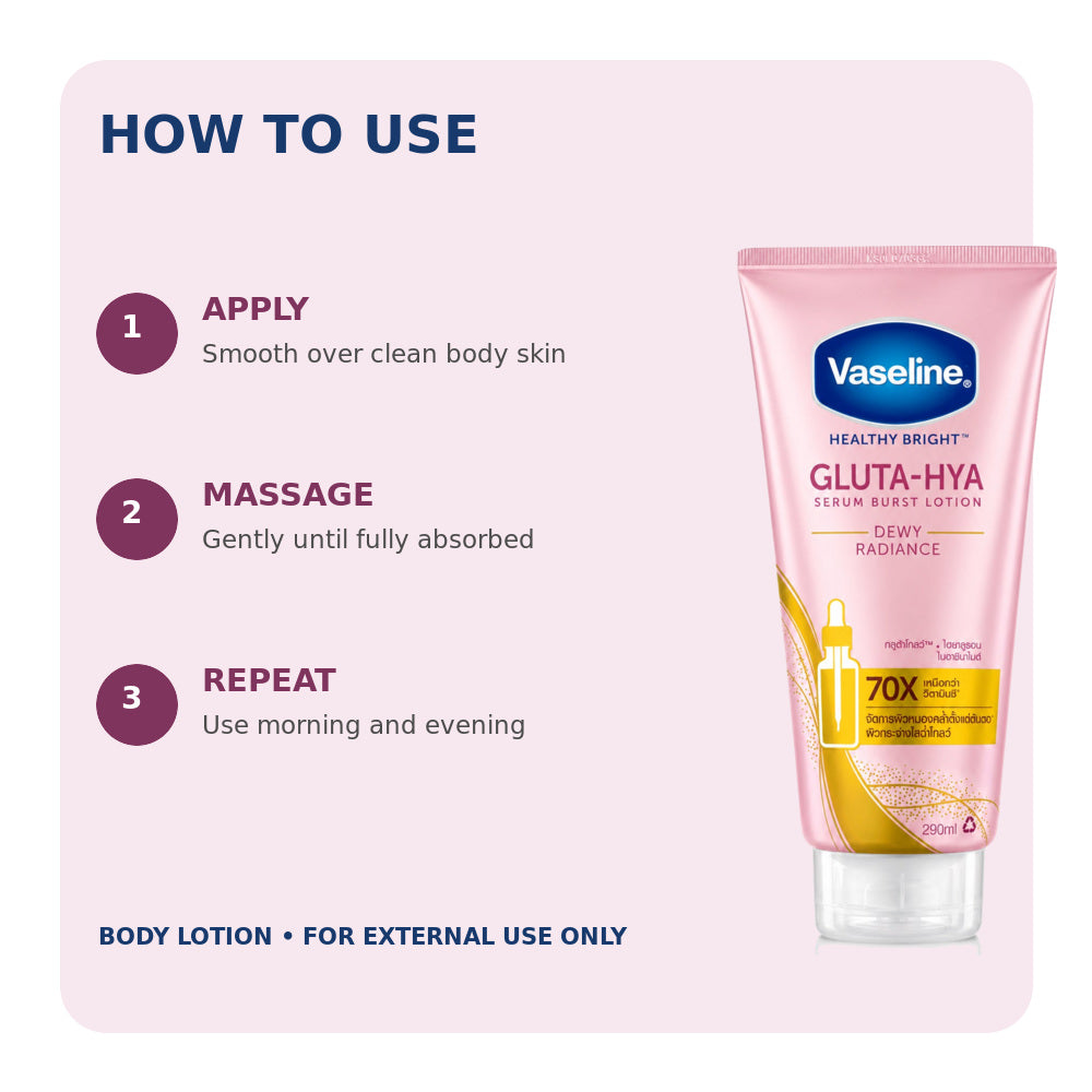 How to apply Vaseline Gluta-Hya Dewy Radiance body lotion