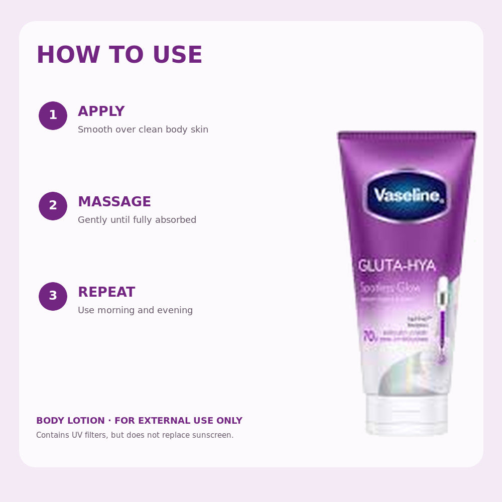 How to apply Vaseline Gluta-Hya Spotless Glow body lotion