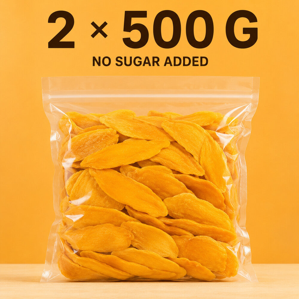 Dried mango with no sugar added, two 500g pouches