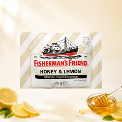 Fisherman's Friend Honey & Lemon Sugar Free Lozenges 25 g — retail packaging detail