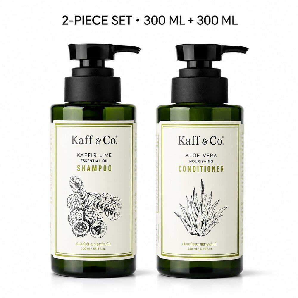Kaff & Co Kaffir Lime Shampoo and Aloe Vera Conditioner 300ml pump bottles
