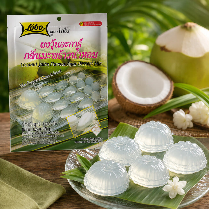 Lobo coconut juice agar jellies with fresh coconut