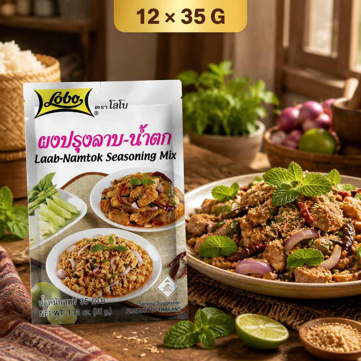 Lobo Laab-Namtok seasoning twelve-pack with prepared Thai salads