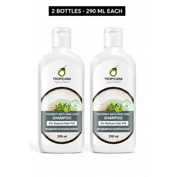 Two Tropicana Coconut Anti-Hair Loss Shampoo 290ml bottles