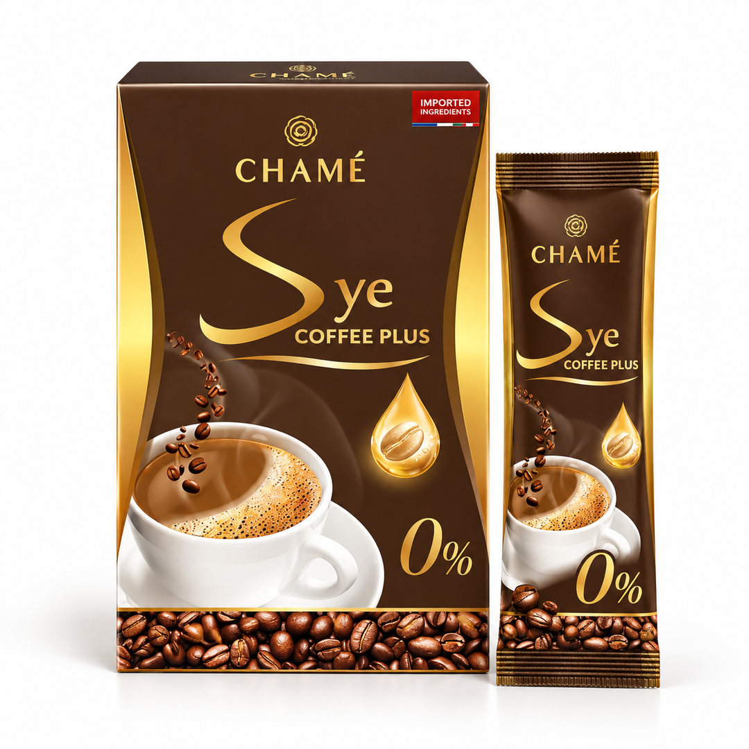 CHAMÉ Sye Coffee Plus Premium Arabica 15 g × 10 Sachets — Packs of 2, 4 or 6 Boxes — product packaging on white background