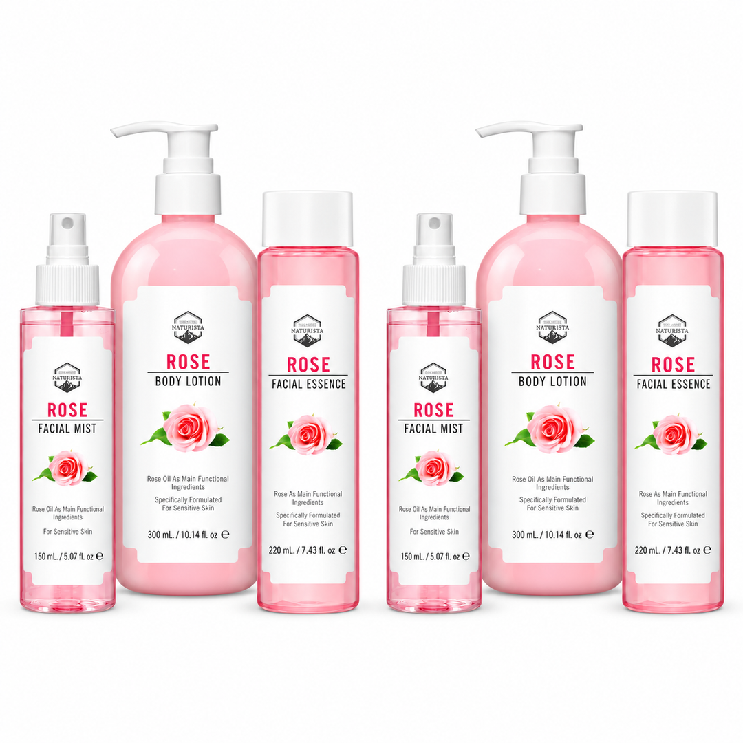 Naturista Rose Face & Body Care Set — 2 Sets (3 Products Each) — exact retail quantity