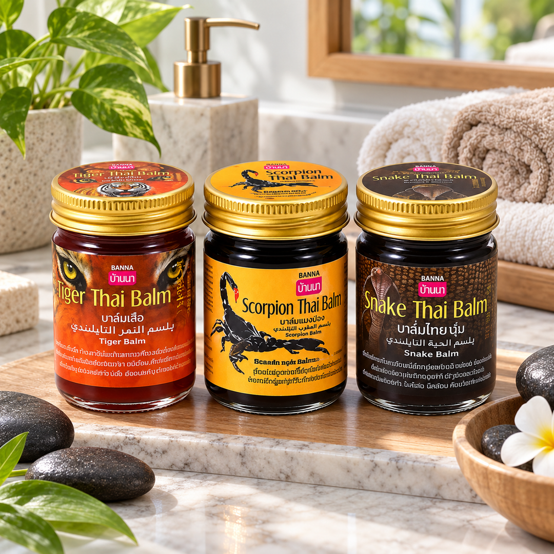 Banna Thai Balm Discovery Set lifestyle flat lay