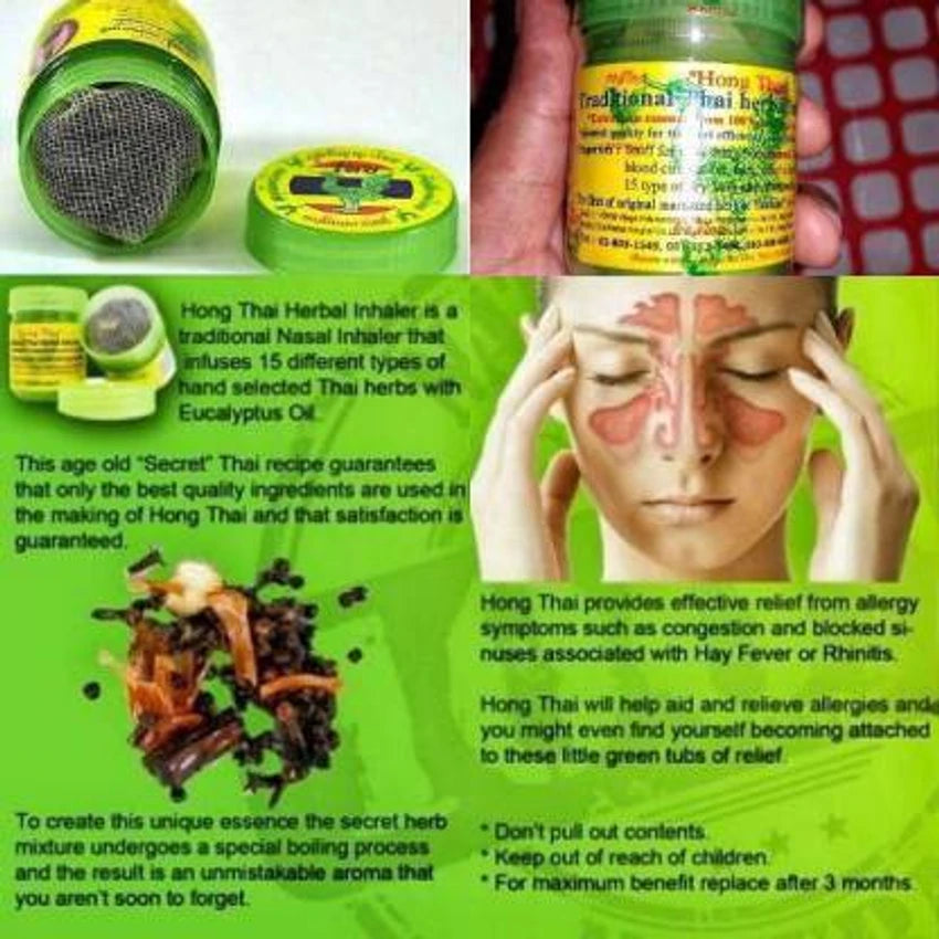 Hong Thai Herbal Inhaler Stick – Traditional Thai Aromatherapy for Nasal Relief, 1.4 onces (40 grams)