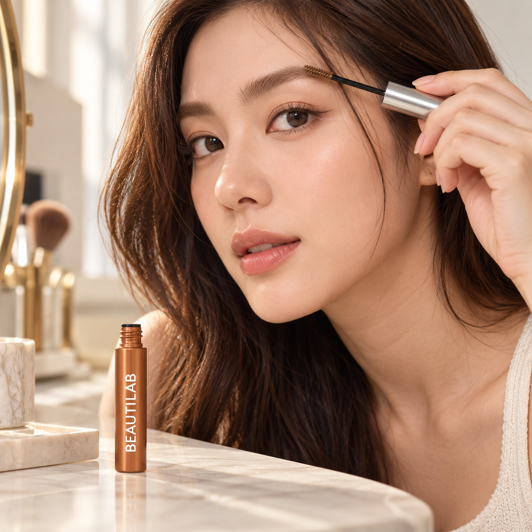 BEAUTILAB 01 Honey Butter eyebrow mascara — illustrated brow application