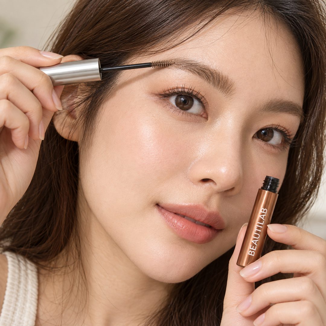 BEAUTILAB 03 Cool Latte eyebrow mascara — illustrated brow application