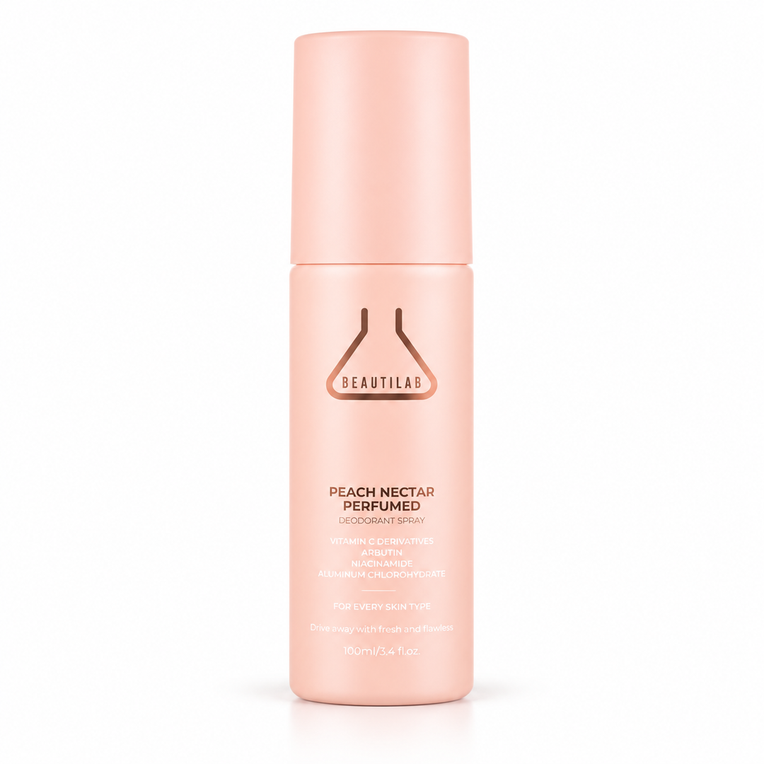 BEAUTILAB Peach Nectar perfumed deodorant spray 100 ml — one bottle on white background