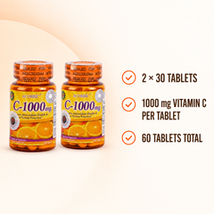 ACORBIC C-1000 mg bundle details showing two bottles and 60 tablets total
