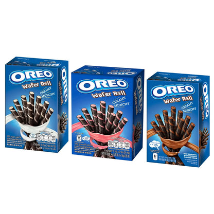 Oreo Wafer Roll Variety Pack – Chocolate, Strawberry, Vanilla – 54g x 3 | Crispy Creamy Snack Set