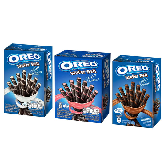 Oreo Wafer Roll Variety Pack – Chocolate, Strawberry, Vanilla – 54g x 3 | Crispy Creamy Snack Set