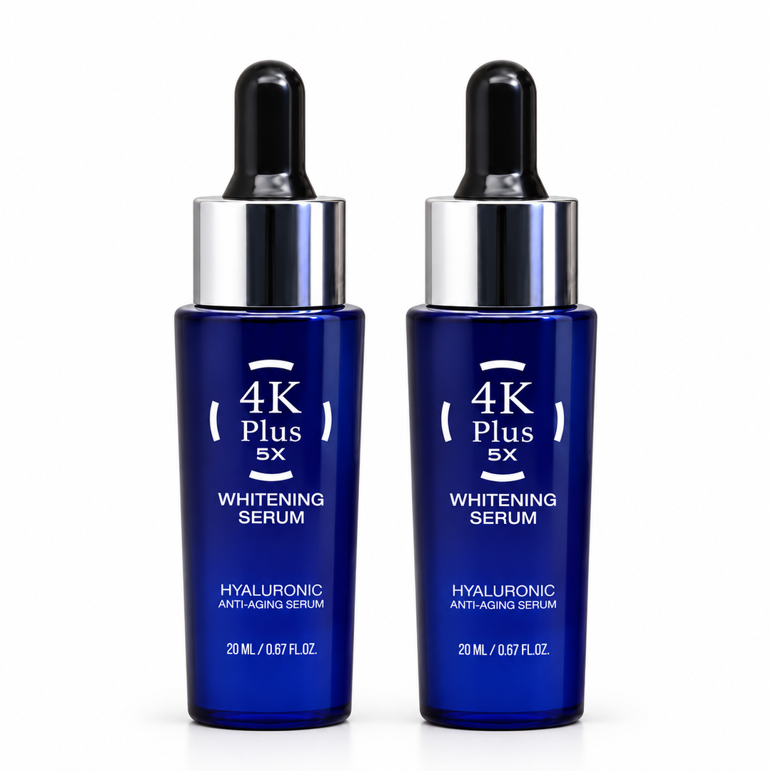 4K Plus 5X Hyaluronic Facial Serum 20 ml — pack of 2, exactly 2 identical units shown on white background.
