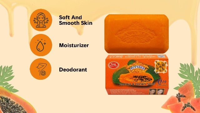 Asantee Papaya & Honey Soap – 6-Pack (6 x 125g) Natural Exfoliating & Hydrating Bar for Brighter Skin