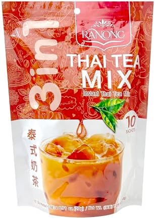 Ranong Instant Thai Tea Mix – Authentic Thai Flavor, 10 Sachets x 2 Packs