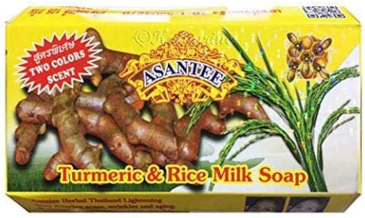 Asantee Turmeric & Rice Milk Herbal Soap – Brightening, Anti-Acne & Skin Repair – 6 Bars x 125g – Natural Thai Skincare