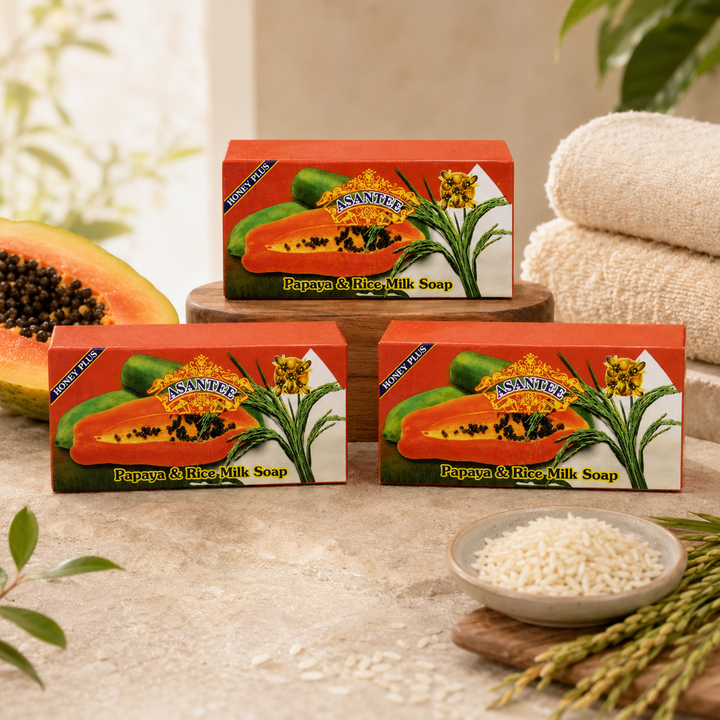ASANTEE Papaya & Rice Milk Soap No.331 – 3 Bars × 125 g