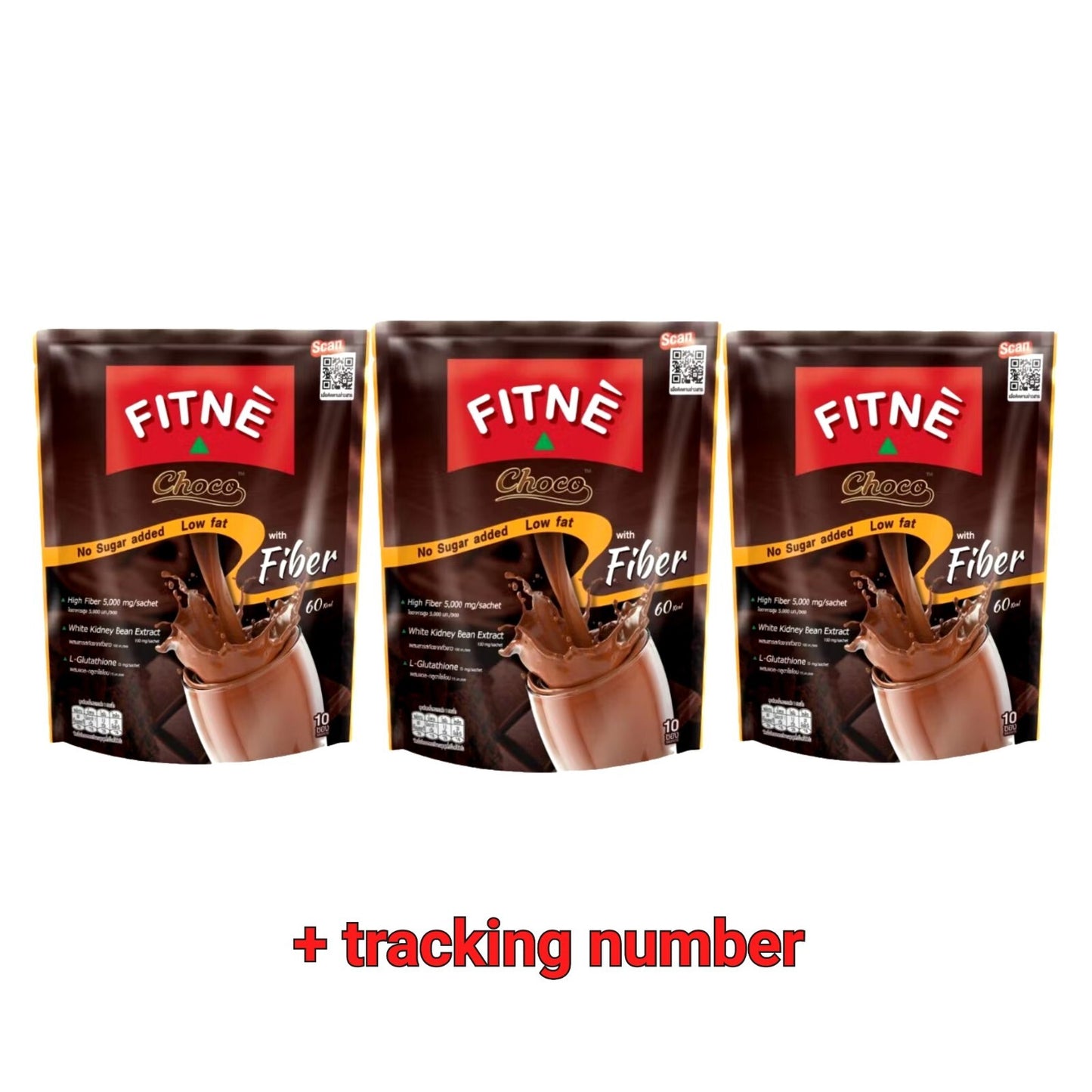 FITNE Choco Instant Cocoa Mix with Fiber – 10 sachets 3 packs = 30 packs for Healthy Digestion & Weight Management