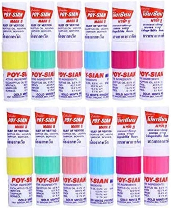 Poy Sian Mark II Herbal Nasal Inhaler – Herbal Stick – 2 Packs of 6 (12 Inhalers Total)