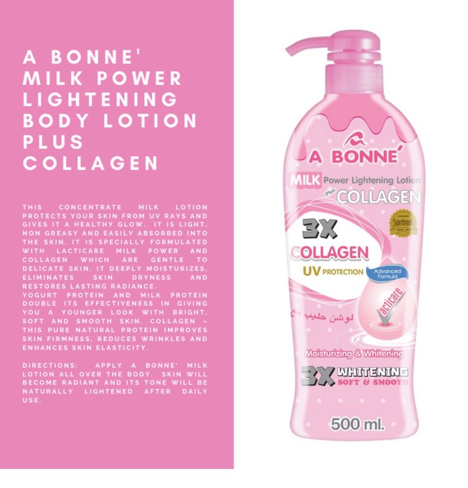 A Bonne Milk Power Lightening Body Lotion with Collagen – 500ml | Whitening, Moisturizing & Firming Lotion