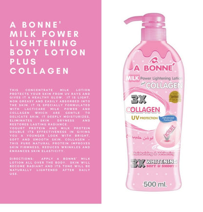 A Bonne Milk Power Lightening Body Lotion with Collagen – 500ml | Whitening, Moisturizing & Firming Lotion